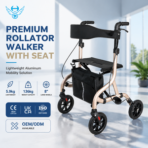 <span class=keywords><strong>Déambulateur</strong></span> médical avec siège pliable, léger, en aluminium, 4 roues, aide à la mobilité, certifié CE ISO 13485 - Product Image 1