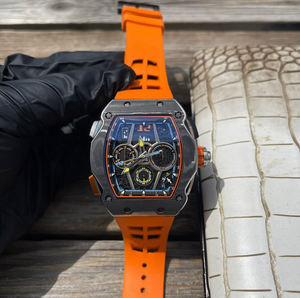 Montre-bracelet de luxe automatique mécanique multi-cadrans, style course, squelette, boîtier en fibre de carbone, bracelet en caoutchouc, tendance 2026 - Product Image 1