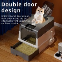 Bac à litière pour chat carré, entièrement fermé, grand format, anti-éclaboussures, facile à nettoyer, avec désodorisant automatique, lampe ultraviolette rechargeable