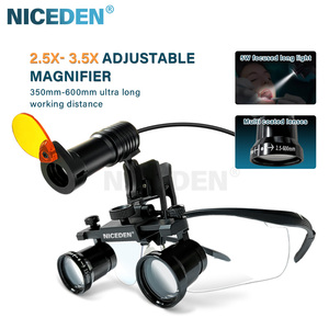 Loupes binoculaires dentaires Niceden, grossissement réglable 2,5-3,5X, lampe frontale 5W, lunettes grossissantes chirurgicales et médicales - Product Image 1