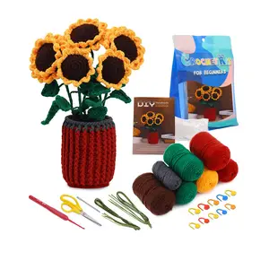 2024 Needle Creations Sunflower bouquet DIY Beginners Full Needlework Crochet Starter Kit For Beginners