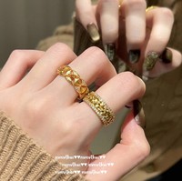 Ensemble de bagues vintage italiennes en tungstène brossé double face à motif losanges ajouré, avec zircon en forme d'épi de blé pour femme