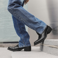 Bottes de luxe à enfiler 2026 avec talon carré et élastique, chaussures habillées pour homme, style rétro cowboy, chaussures tendance pour hommes