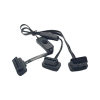 Câble OBD 30 cm plat mâle-femelle, rallonge OBD2 à angle droit, profil bas, avec interrupteur marche/arrêt