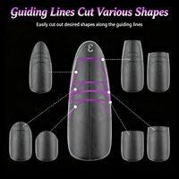 240 faux ongles en ABS pré-marqués mats à presser, formes courtes cercueil et longues ovales, personnalisables pour DIY, emballés en boîte, pour la manucure artistique