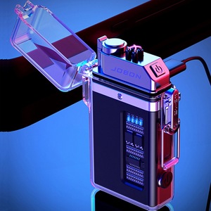 Nouveau Briquet Électrique LED Transparent à Double Arc, Écologique, en Plastique, Coupe-Vent, Étanche, pour <span class=keywords><strong>Cigarettes</strong></span> et Camping - Product Image 5