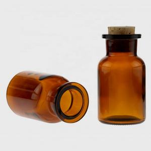 Labs-botella reactiva de cristal de borosilicato alto, marrón, 125ml, sin plomo, con cuello ancho, con corcho Natural, tapón, botella de almacenamiento para boticario - Product Image 2