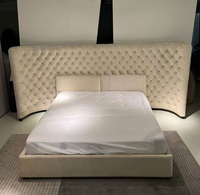 Lit King Size Ajustable en Velours Beige Royal Européen de Luxe avec Cadre en Chêne, Design Durable, Mobilier de Chambre, Garantie 1 An