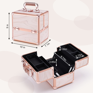 Portable Aluminum Cosmetic Train <b>Case</b> with 4 Trays Locking <b>Makeup</b> <b>Case</b> Organizer Hard Vanity Storage Travel Make up Artist Box - Product Image 6