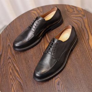 New Men's Leather <b>Shoes</b> - Derby Handmade for Business and Casual Wear Suitable for Weddings Round Toe Style Groom's <b>Shoes</b> - Product Image 6