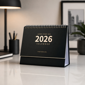 Calendario <span class=keywords><strong>de</strong></span> Escritorio Espiral Negro Retro 2027 con Diseño Minimalista <span class=keywords><strong>de</strong></span> Números, Papel Offset, Acabado en Relieve para Decoración <span class=keywords><strong>de</strong></span> Oficina - Product Image 1