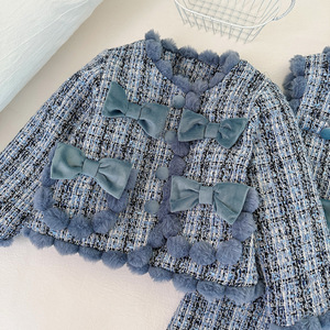 Ensemble de mode d'hiver de style français pour filles, nouveau <span class=keywords><strong>blazer</strong></span> en laine et haut de style bébé, jupe, ensemble deux pièces - Product Image 2