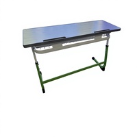 Bureau d'école double ergonomique, durable, écologique, au design moderne, hauteur réglable, construction en plastique et acier, pour la maison, le bureau et l'extérieur