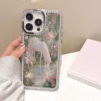 Coques de téléphone antichoc transparentes à motif cheval scintillant pour iPhone 17 Air 16 Plus Pro Max 15 14 13 12 11 – Housse de protection