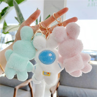 Porte-clés en peluche lapin astronaute en gros, pendentif pour sac de couple, décoration suspendue, porte-clés en peluche exquis, cadeau pour enfants