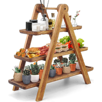 Support de présentation à 3 niveaux en bois d'acacia de qualité supérieure pour la cuisine, les fêtes et la restauration