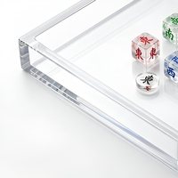 Plateau et support pour dés de mahjong en acrylique transparent poli, logo personnalisé, forme carrée, accessoire de jeu pour toutes les applications