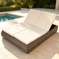 Vente chaude usine : Mobilier d'extérieur, lit de repos en rotin pour jardin, chaise longue imperméable, lit double pour piscine