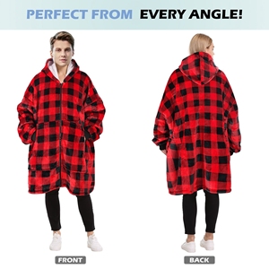 Màu Đỏ Màu Đen Lễ Hội Mô Hình Đầy Đủ Zip Mềm Flannel Sherpa Lông Cừu Hiện Đại Chống Bụi Mite Áo Chăn Chất Lượng Cao Polyester Nhà - Product Image 2