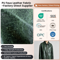 Tissu en cuir PU gaufré crocodile vert forêt, 1,0 mm, poli, pour manteau et veste, 140 cm