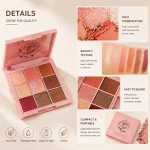 Paleta <span class=keywords><strong>de</strong></span> Sombras <span class=keywords><strong>de</strong></span> Ojos en 9 Tonos Tierra, Altamente Pigmentada, Mate y Brillante, Marca Privada, <span class=keywords><strong>Maquillaje</strong></span> OEM - Product Image 2