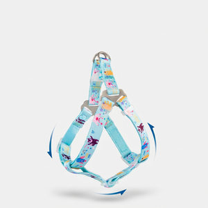 Arnés Ajustable para Perro con Estampado de Dibujos Animados y Cierre de Hebilla para Perros Pequeños, Estilo Poliéster Azul Claro - Product Image 1