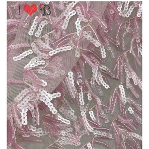 アフリカンシーケンスフレンチチュールレースメッシュシニーヘビースパンコールレース生地3D刺繍ネット生地パーティー用ウェディングドレス - Product Image 1