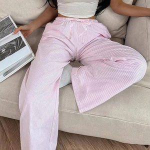 Pantaloni Casual Estivi Rosa a Gamba Larga, <span class=keywords><strong>Vita</strong></span> Elastica <span class=keywords><strong>Bassa</strong></span>, Vestibilità Ampia, Lavati, Traspiranti e Comodi - Vendita all'Ingrosso - Product Image 3