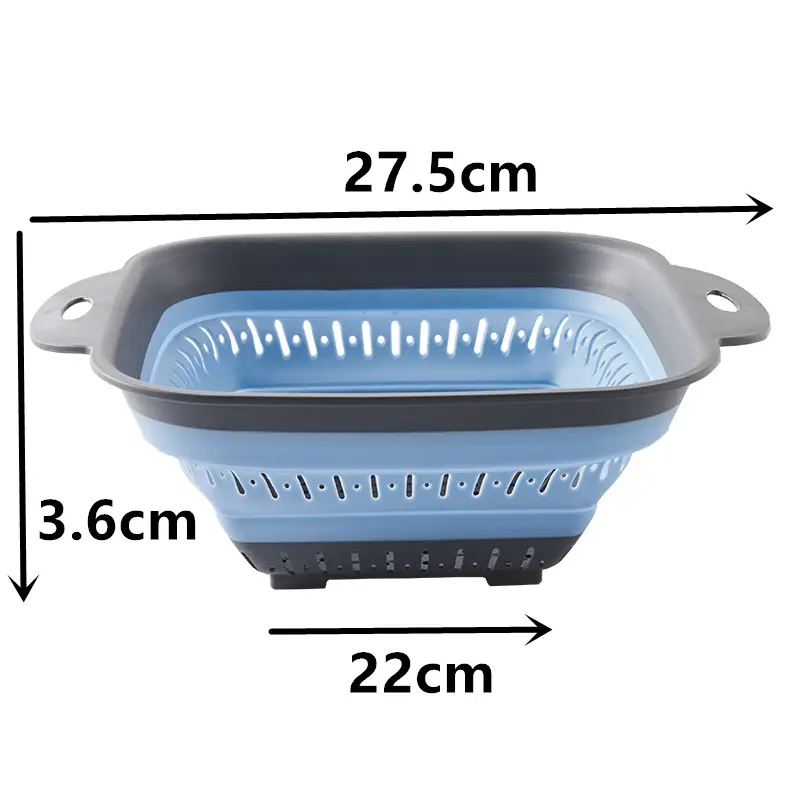 Hot sale kitchen gadgets 2L food folding basin folding basket plastic drain basket dish drying sink rack wholesale