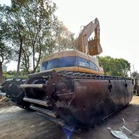 Excavateur amphibie d'occasion CAT 320CL CAT 320, excavateur CAT 320C 320CL 320D 320D2, machine de dragage de sable de rivière, côtés de bateau de ponton