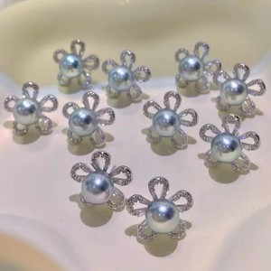 22602 Accesorios de Perlas DIY, Pendientes de Plata S925 con Flores Pequeñas y Cuentas Redondas de 5-7mm - Product Image 3