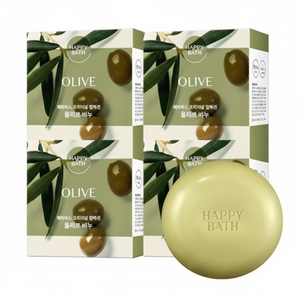 Happy Bath Sapone Solido all'Essenza di Oliva e Profumo di Erbe, Confezione Sconto da 4 Pezzi da 90g - Product Image 1