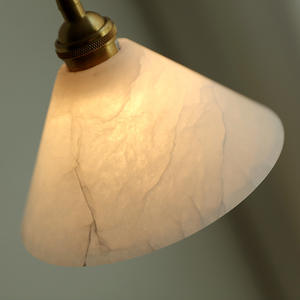 Lustre en marbre à tête unique tout en cuivre, LED, hauteur réglable, luminaire suspendu de luxe pour table à manger, chambre à coucher, taille moyenne - Product Image 4
