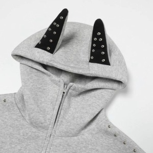 Felpa da uomo alla moda YIZE personalizzata <span class=keywords><strong>con</strong></span> cappuccio Full Zip in poliestere pesante <span class=keywords><strong>con</strong></span> <span class=keywords><strong>corna</strong></span> - Product Image 4