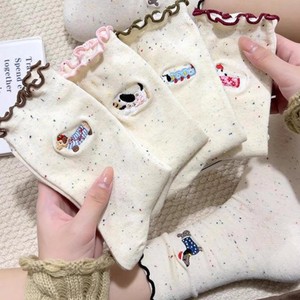 Women Lace Socks Polyester Cotton Dachshund Cartoon Mid Calf Breathable Sweat Absorbing Casual Style - Product Image 3