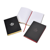 Cuaderno A5 negro encuadernado de costura personalizado con lámina de oro para estudiantes de escuela y oficina