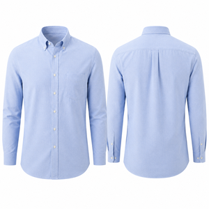 Wrinkle Free Oxford Cotton <b>Shirt</b> For Men Long Sleeve Business Dress <b>Shirt</b> Button Down Custom Logo Easy Care <b>Office</b> Wear - Product Image 2