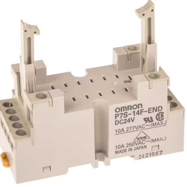 P7S-14F-END DC24 14 Pin DIN Rail Relay Socket DC24V 10A High Power LED Indicator Industrial Safety Relay Base Accessories