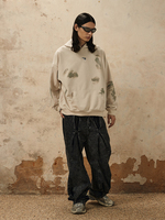 Sudadera con Capucha Cuadrada para Hombre, Estilo Premium, Lavada al Ácido, Desgastada, con Bloques de Color en Contraste y Parche Bordado, Abrigo de Invierno para Hombre
