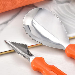 Stainless Steel Pumpkin Carving <b>Knife</b> Set 7 Pieces Serrated Edge Sharp Blades For Halloween Fruit DIY Tools With Storage Bag - Product Image 3