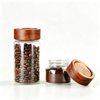 Bocaux de rangement en verre avec couvercles en bois d'acacia, bocaux en verre borosilicate de haute qualité pour grains de café, épices, organisation de la cuisine et du garde-manger, tiroir