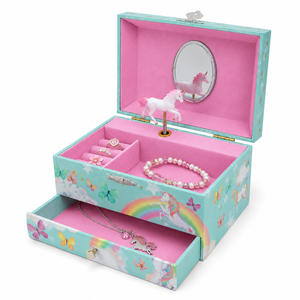 Girls Large <b>Musical</b> Jewelry <b>Box</b> with 1 Pullout Drawer Spinning Ballerina/Unicorn Figurine Soft Lined Jewelry Organizer <b>Box</b> - Product Image 1