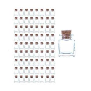 Tarros de vidrio cuadrados de 50 ml con tapones de corcho - Product Image 3