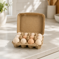 Un carton de douze plateaux à œufs en papier biodégradable pour les États-Unis, boîte à œufs empilable antichoc en pâte à papier pour 12 et 18 œufs, idéale pour les fermes