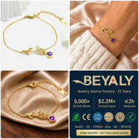 Bracelet de fleurs fait à la main pour femmes, pierre de naissance, bracelets de pierre de naissance pour couples avec porte-bonheur