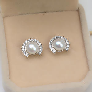 Boucles d'oreilles en argent S925 avec perle traversante, style européen et américain, accessoires de bricolage, composants de bijoux Han Kong - Product Image 2