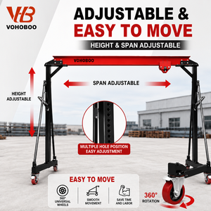 Grue <span class=keywords><strong>portique</strong></span> mobile légère en acier au carbone Vohoboo - Mini-grue <span class=keywords><strong>portique</strong></span> portable réglable en hauteur <span class=keywords><strong>de</strong></span> 1t, 2t, 3t, 5 tonnes pour levage en atelier - Product Image 3