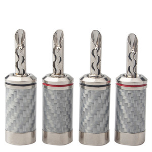 Thiết Bị Đầu Cuối Chuối Sợi Cacbon Răng Cưa Mạ Rhodium Đồng Nguyên Chất Bộ Khuếch Đại Loa Hifi Đầu Cắm Đầu Nối RCA - Product Image 2