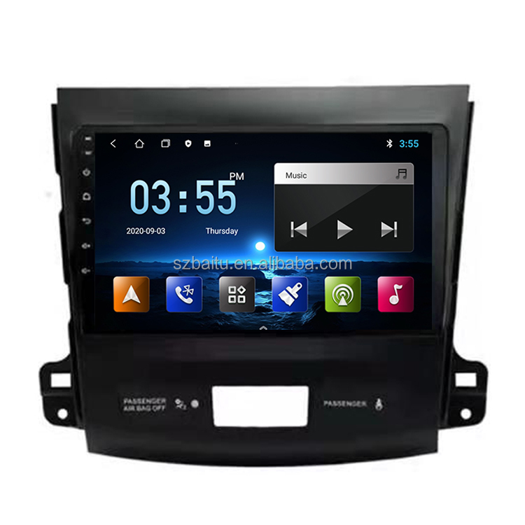 9 inç Android 10 2 Din araba multimedya Stereo navigasyon GPS oynatıcı Mitsubishi Outlander 2005-2011 için Peugeot 4007 2007 - 2012