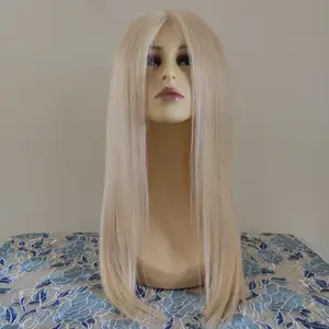 नई आगमन स्टॉक मानव बाल विग मोनो शीर्ष सामने पु धारियों पूर्ण handtied लंबे बाल सुनहरे बालों वाली महिलाओं की विग